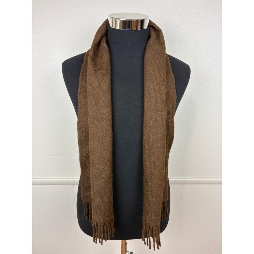 Condor Tips 100% Baby Alpaca Rectangular Scarf OS Brown Fringe Soft Cozy Classic